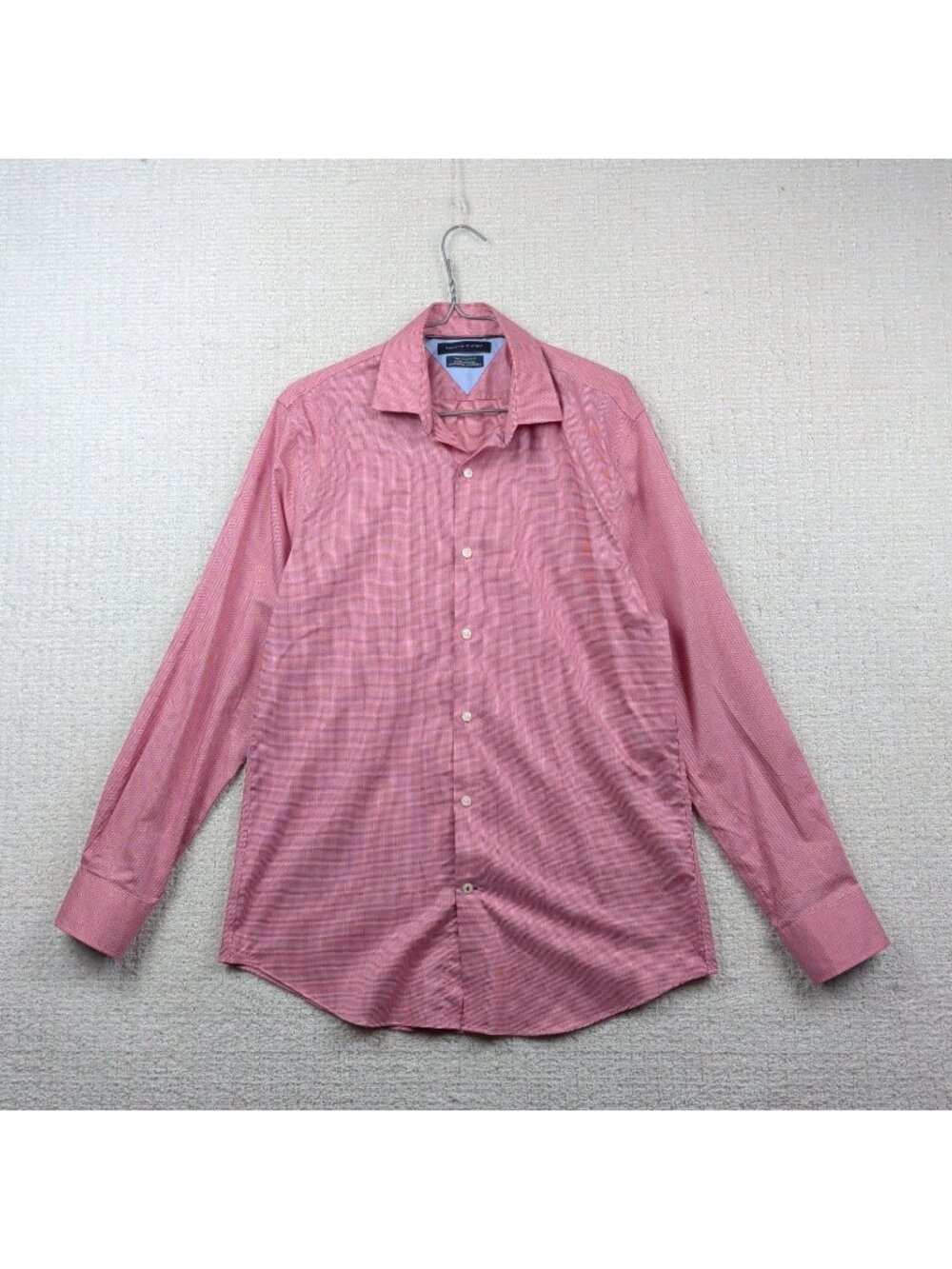 Tommy Hilfiger TH Flex Supima Slim Fit Shirt Men Sz M Red Gingham Plaid Preppy